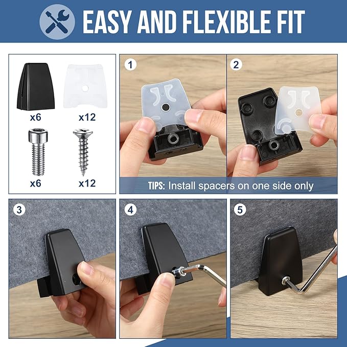 Yaomiao 3 Pcs Acoustic Desk Divider Soundproof Desk Privacy Panel Freestanding Desk Partitions Sound Absorbing for Students Office Reduce Noise Visual Distractions (Dark Gray,60 x 16", 24 x 16")