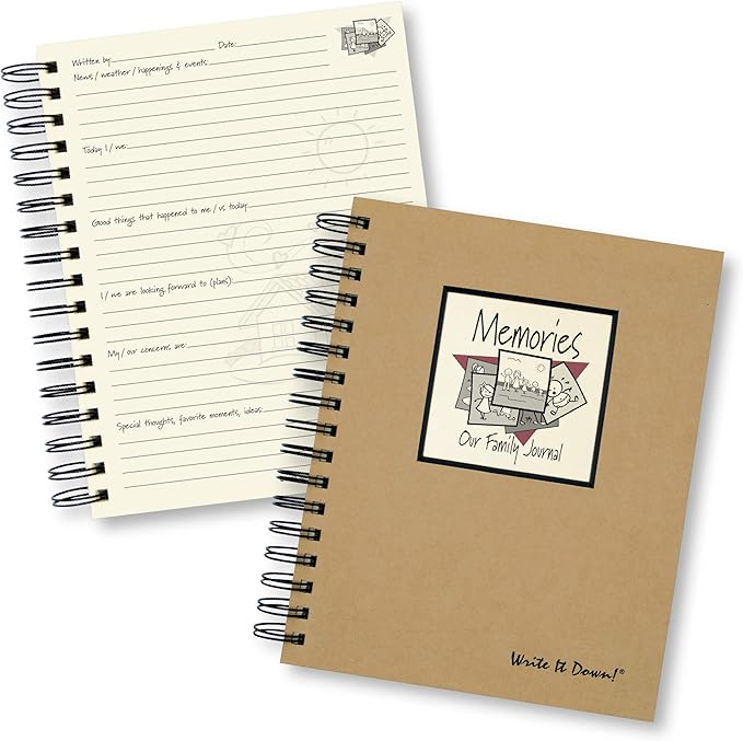 Write it Down series by Journals Unlimited, Guided Journal, Memories, Our Family Journal, Full-size 7.5"x 9", Kraft Hard Cover, Made in USA
