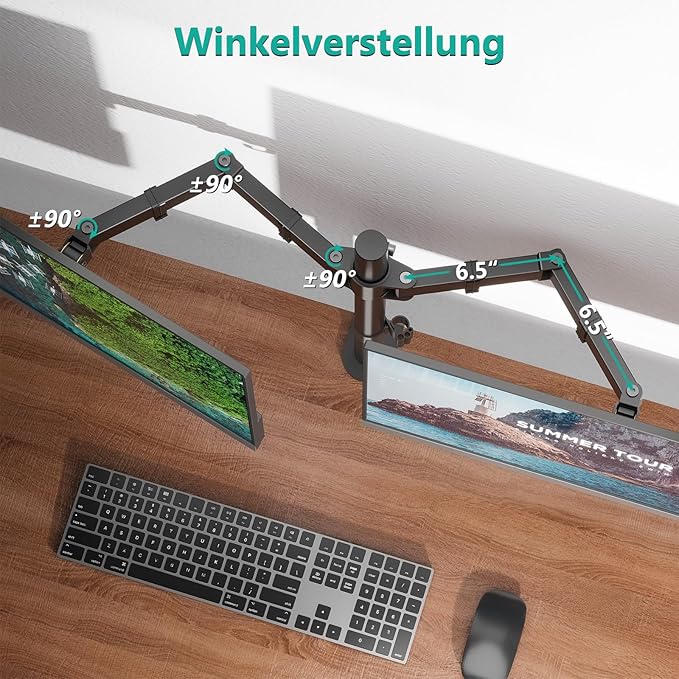 WALI Dual Monitor Stand for 13-27 inch Screens, Dual Monitor Mounts for 2 Monitors, 2 Monitor Desk Mount Holds up to 22 lbs, Height Adjustable Swivel Tilt Rotation, 75x75/100x100mm (M002), Black