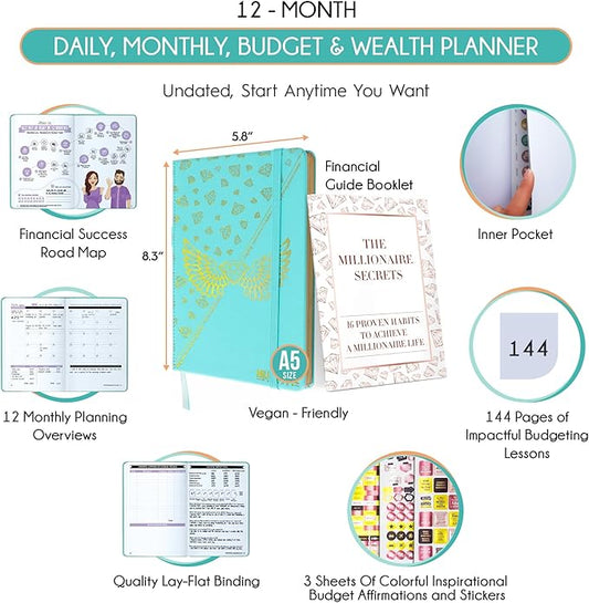 Budget Planner and Monthly Bill Organizer - Finance Planner, 12-Month Journey to Financial Freedom | Bill Payment Tracker Monthly Organizer, Money Saving & Expense Tracker | Undated Budgeting Journal