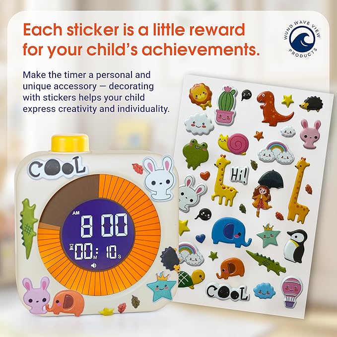 Digital Visual Backlit Timer (3-in-1) Touch Button with Stickers for Kids, Countdown, Homeschool, Classroom Essential, Pomodoro & 60 Minute Session, Teacher Gift, fits Kitchen and ADHD Users