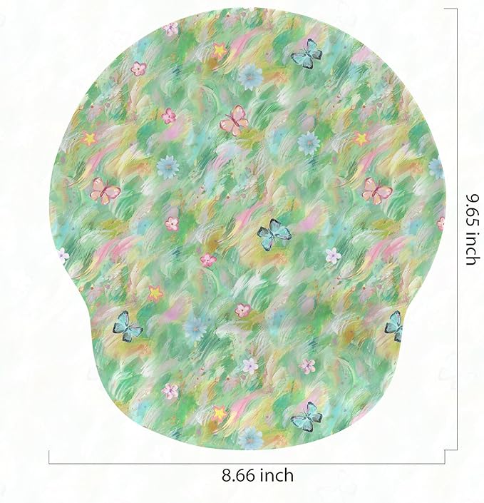 RICHEN Ergonomic Mouse Pad with Wrist Support,Non-Slip Rubber Base for Computer Laptop & Mac,Lightweight Rest for Home,Office & Travel (Green and Buttflies)