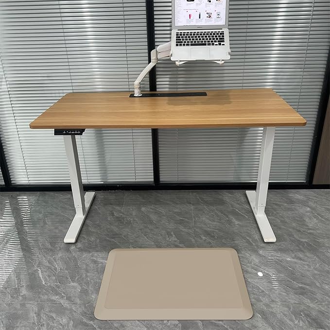 1" Extra Thick Anti Fatigue Floor Mat 70" L x 17" W,Kitchen Mat, Standing Desk Mat,140D Advanced PU Foam Ergonomic Comfort at Home, Office, Garage, Sink (Beige)