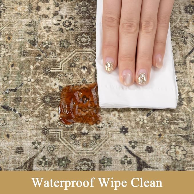 Pauwer Anti Fatigue Kitchen Mat Set of 3 Non Slip Kitchen Mats for Floor Cushioned Kitchen Rugs Comfort Standing Mat Farmhouse Waterproof PVC Foam Kitchen Floor Mat Runner, Multi Brown