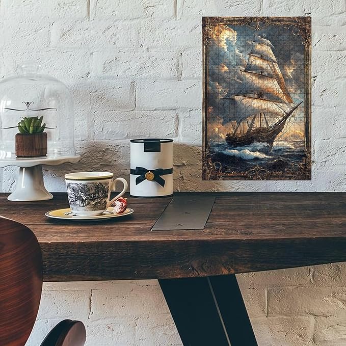 500 Piece Wooden Nautical Ship Jigsaw Puzzle Seniors Adults Dementia Therapy Tool Gentle Cognitive Exercise Stress Relief Memory Boosting Quiet Play for Elderly Care & Home 20.4x15 Inch