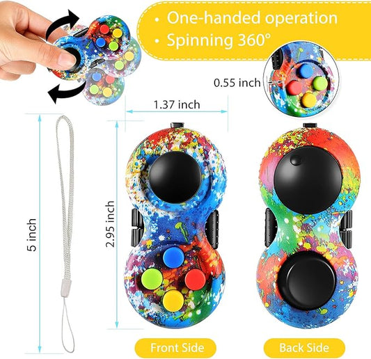 Skylety 2 Pcs Fidget Toys for Adults Fidget Pad Christmas Basket Stuffers Stress Relief Cube Clicker Controller Sensory Educational Toy for ADHD Autism Spinner(Graffiti Style)