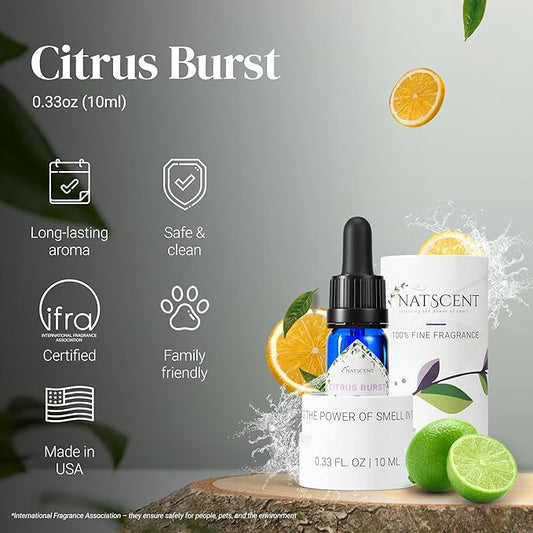 Citrus Burst Essential Oils for Diffusers for Home, Nature-derived Peony Essential Oil, Long-Lasting & Family-Friendly Diffuser Oils Scents, IFRA Certified, Cold Air & Ultrasonic - 0.33 oz