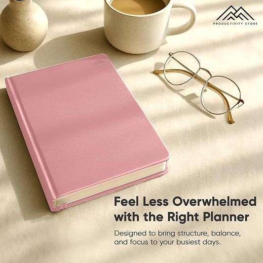 Daily Planner 2025 (5" x 8") - The Ultimate Daily Workflow Planner with Hourly Schedule & Task List to Achieve Your Goals by PRODUCTIVITY STORE (A5, Pink)