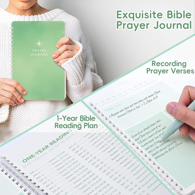 XKDOUS Bible Study Supplies Journaling Kit for Women, Bible Study Kit, Bible Study Tools with Prayer Journal Pencil Case Bible Accessories, Christian Gifts for Women, Green