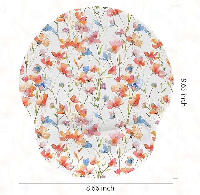 RICHEN Ergonomic Mouse Pad with Wrist Support,Non-Slip Rubber Base for Computer Laptop & Mac,Lightweight Rest for Home,Office & Travel (Flowers1)