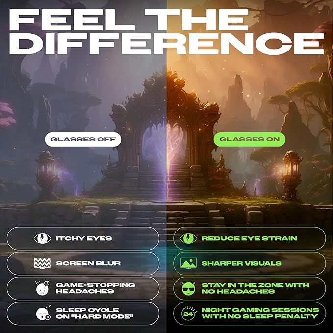 Titan Gaming Glasses, Anti Blue Light Glasses Men, UV400 Protection Blue Light Blocking Glasses for Computer Eye Strain