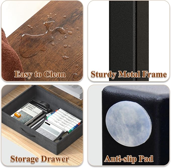 MARTY Printer Stand with Storage Drawer for Desk, 2-Tier Desktop Printer Stand Shelf Organzier for Home Office Printer Riser Under Desk Small Printer Table (Rustic Brown)