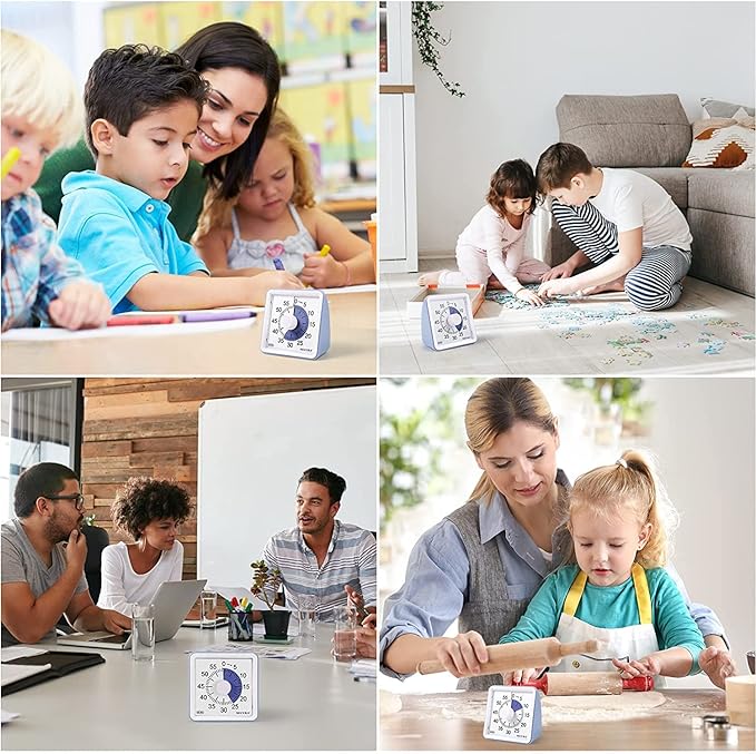 Secura 60-Minute Visual Timer, Classroom Timer, Countdown Timer for Kids and Adults, Time Management Tool for Teaching (Purple & Purple)