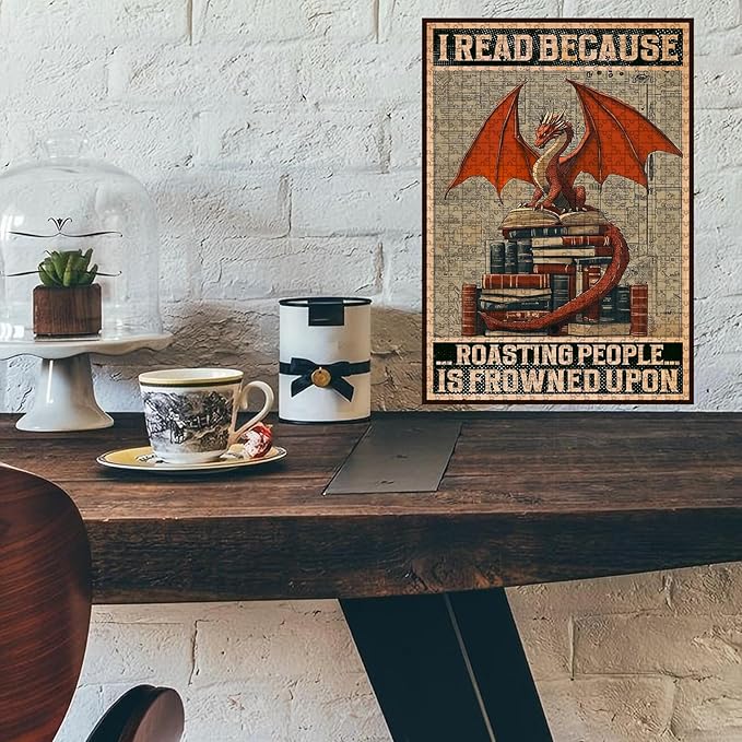 1000 Piece Wooden Puzzle Jigsaw I Read Because Roasting People is Frowned Upon Puzzle Adults Humorous Challenge for Stress Relief & Brain Fun 29.5x19.7 Inch