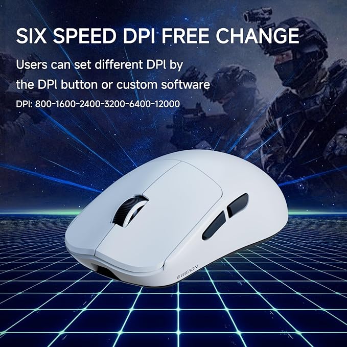 X23Pro Wireless Gaming Mouse, 2.4G/BT5.0/USB-C Esports Gaming Mouse, 800mAh Rechargeable Lightweight Mouse Gaming, 12000 DPI Wireless Mouse with 6 Programmable Buttons,for Laptop/PC/Mac, White