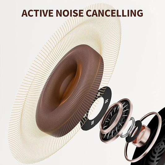 Hybrid ANC Multipoint Over Ear Headphones, Bluetooth Headphones Over The Ear Noise Canceling, Hi-Res Audio Custom with 4 EQ Deep Bass, Memory Foam Ear Cups, Quick Charge 60H HiFi Playtime