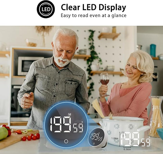 Digital Kitchen Timers, Visual timers Magnetic Countdown Countup Timer Large LED 200 Minutes Display Volume Adjustable for Cooking Fitness Studying, Easy for Kids and Seniors