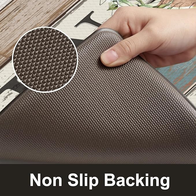 KIMODE Anti Fatigue Kitchen Mats, Farmhouse Kitchen Rugs Sets of 2,Non Slip Waterproof Kitchen Floor Mats,Ergonomic Cushioned Comfort Standing Mat for Home,Laundry,Office,Sink,Desk