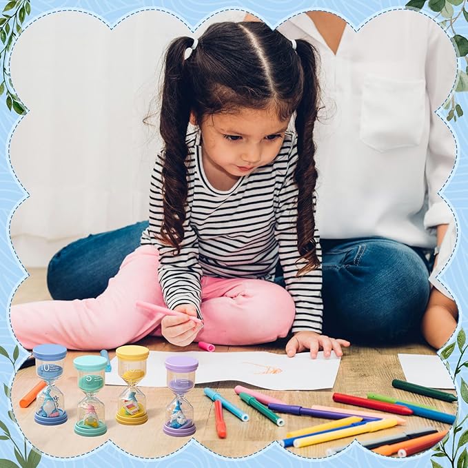 5 Pack Ocean Gnome Sand Timer for Kids Novelty Classroom Hourglass 1/3/5/10/15 Minutes Hour Glass with Sand Summer Clock Timer for Games Home Room Nursery Office Kitchen Desk