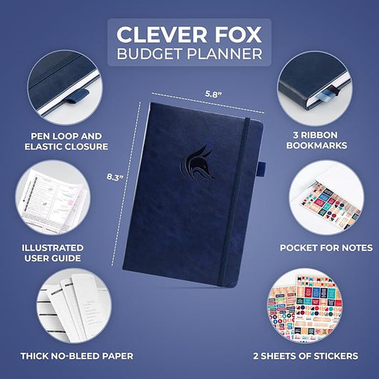 Clever Fox Budget Planner - Expense Tracker Notebook. Monthly Budgeting Organizer, Finance Logbook & Accounts Book, Bill Tracker, A5 (Dark Blue)