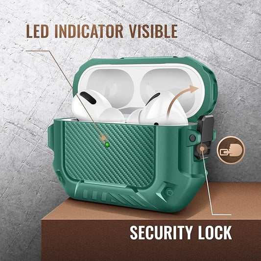 MOBOSI for AirPods Pro Case, Compatible with Airpods Pro 2 Case Cover 2nd/1st Generation with Lock&Keychain&Cleaner Kit, Full Body Shockproof Protective Hard Shell (2023/2022/2019), Light Green