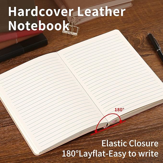 Lined Journal Notebook for Work College Ruled Note Book 7.2"x9.6" B5 PU Leather Daily Journaling 160 Pages for Women Men Writing Home School Supplies Business (B5 Lined 160pages, 08-Red)