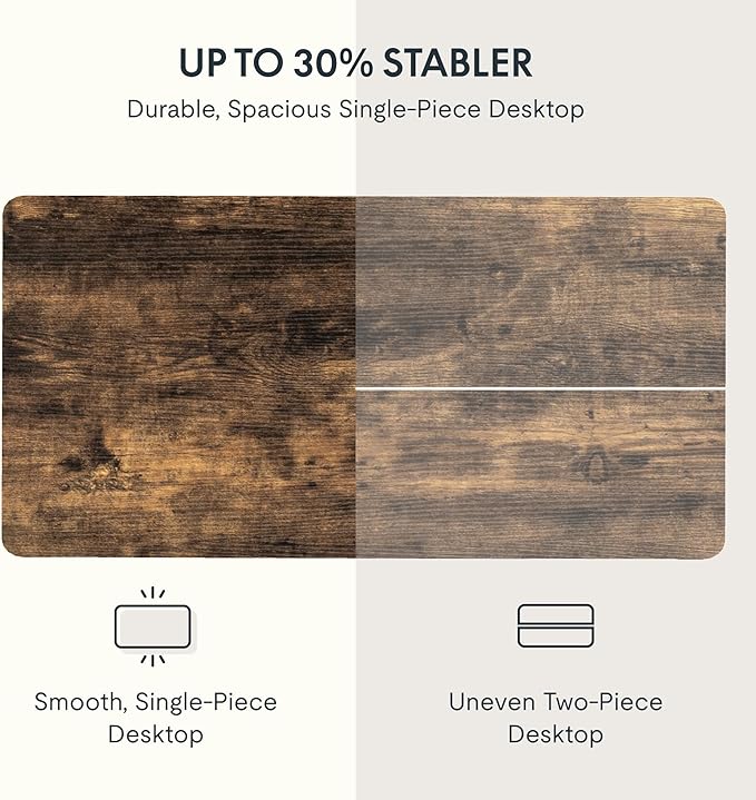 FLEXISPOT EN2 Whole-Piece Standing Desk with Clamp Power Strip, 48 x 30 Electric Stand Up Height Adjustable Desk with Cable Management (Black Frame + 48" Rustic Brown Desktop, 2 Packages)