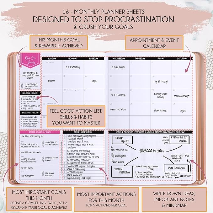 2025-2026 Planner Weekly and Monthly | 16-Month Life Planner to Increase Focus & Productivity | Reduce Overwhelm & Achieve Your Biggest Goals | Include Gift Box & Stickers | Sep 2025-Dec 2026