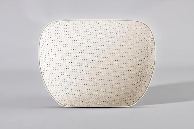 Genuine Cowhide Leather Headrest car Neck Pillow,Head Support Rest Driver,11.8x7.5”Real Cow Leather,Suede,Plant-Based Polyester,refillable&Adjustable Travel Vehicle Cushion(Off-White,1p)