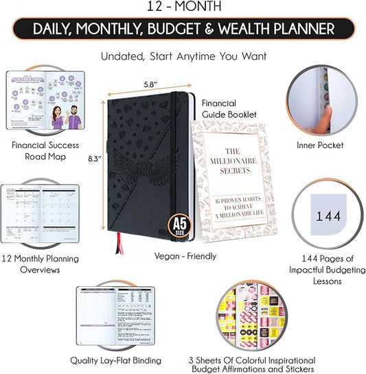 Budget Planner and Monthly Bill Organizer - Finance Planner, 12-Month Journey to Financial Freedom | Bill Payment Tracker Monthly Organizer, Money Saving & Expense Tracker | Undated Budgeting Journal