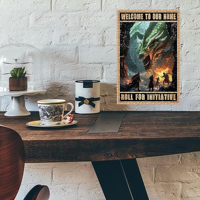 500 Piece Difficult Wooden Jigsaw Puzzle Welcome to Your Home Roll for Initiative for Adults Kids Educational Family Activity Stress Relieving Quiet Play 20.4x15 Inch