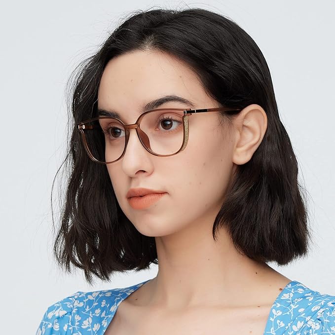 GUDVUE Oversized Blue Light Glasses, Computer Reading/Gaming/Phones Glasses, Anti Glare/UV400/Eye Strain, Large Square Frame