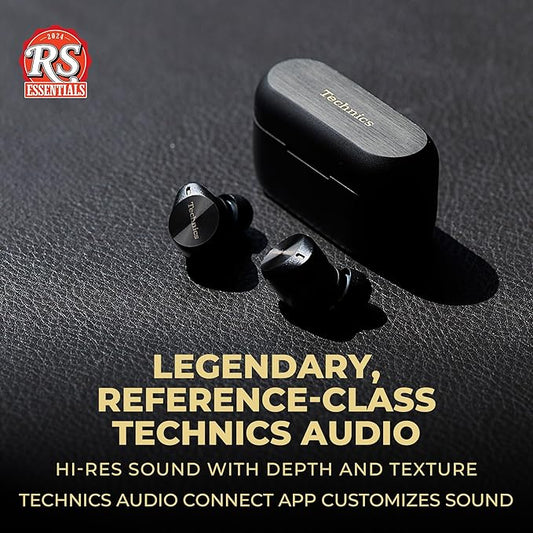 Technics Premium Hi-Fi True Wireless Bluetooth Earbuds with Advanced Noise Cancelling, 3 Device Multipoint Connectivity, Wireless Charging, Hi-Res Audio + Enhanced Calling - EAH-AZ80-K (Black)