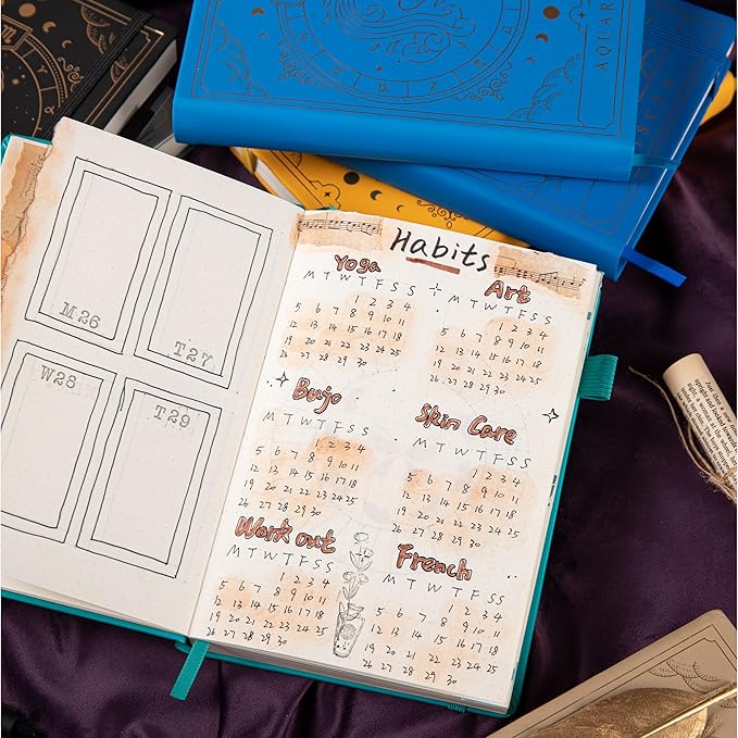 TIEFOSSI Constellations Dotted Journal Notebook-A5 Writing journals with 100gsm 400pages Paper, Hardcover Bullet Organizers Notebook for Women, Men, Teens (Leo)