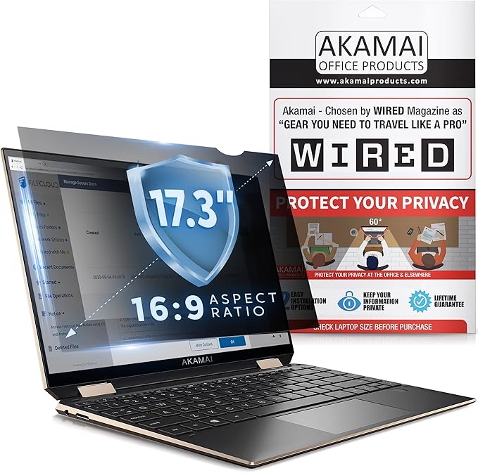17.3 inch Computer Privacy Screen (16:9) - Blue Light Screen Protector - Laptop Anti Glare Screen Protector by Akamai