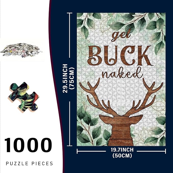 1000 Piece Adults Kids Jigsaw Deer Wooden Jigsaw Adult Stress Relief Therapy Challenging Mindful Focus 29.5x19.7 Inch