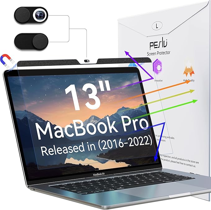 Magnetic Anti Blue Light Screen Protector for MacBook Pro 13 Inch (2016-2022, M1, M2), Removable Glare Filter for 13.3" Mac Laptop Computer