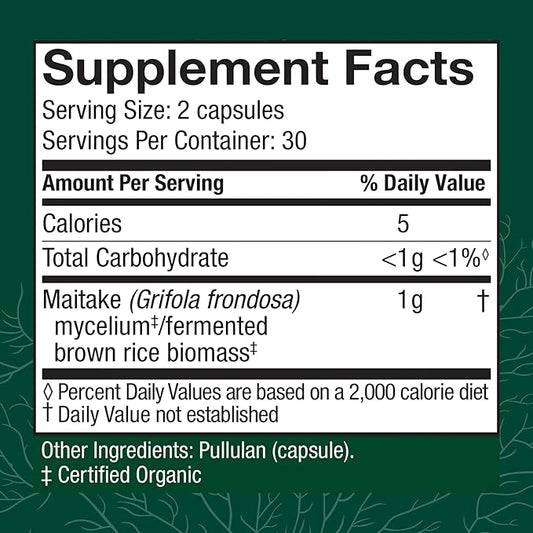 Host Defense Maitake Capsules - Immune & Cellular Health Support Supplement - Dietary Herbal Supplement with Maitake Mushroom & Mushroom Mycelium - 60 Capsules (30 Servings)*