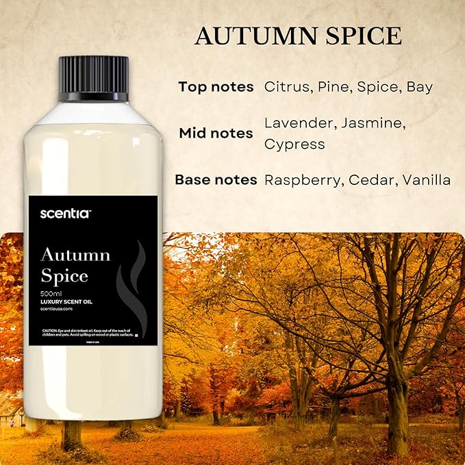 Autumn Spice Essential Oil – 500ml Fall Blend with Pumpkin Spice Notes | Diffuser Oil for Home, Halloween & Thanksgiving Décor | Aromatherapy, Candle & Soap Making