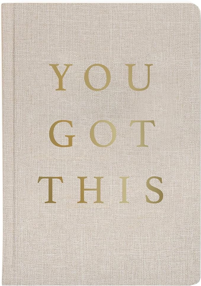 Sweet Water Decor Cute Motivational Lined Composition Notebook for Women, 100 Ruled Pages for Writing, Diary with Fabric Inspirational Cover (You Got This)