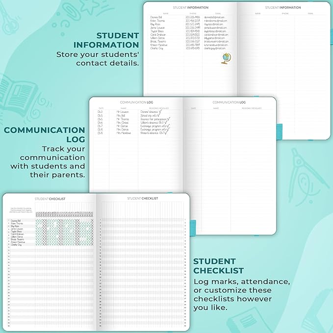 Clever Fox Teacher Planner – School Year Planner with Calendars & Lesson Plans – Book for Classroom & Homeschool Organization, A4 (Turquoise)