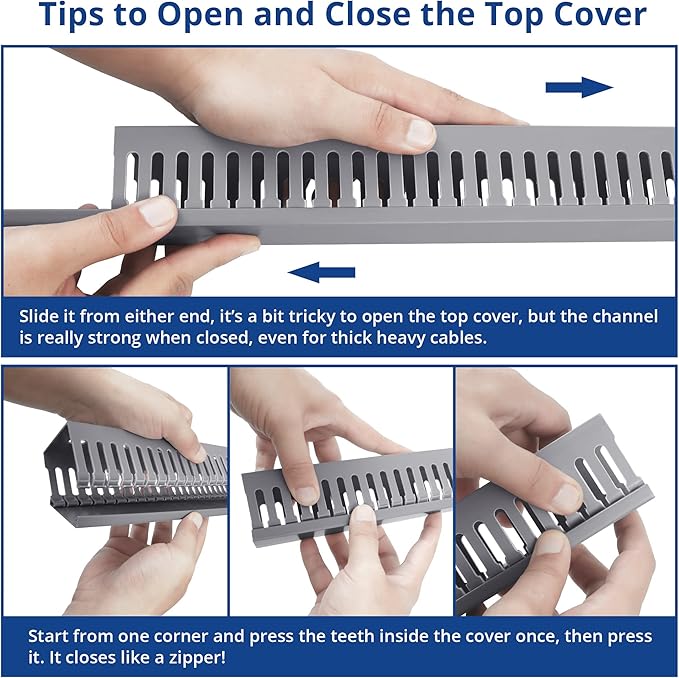 ZhiYo 2x2in Professional Server Rack Cable Management Raceway, 78in(2xL39in) Cable Raceway Kit, Electrically Safe PVC Open Slot Wire Cover, Cord Hider for Under Desk/Computer/Network Cords White