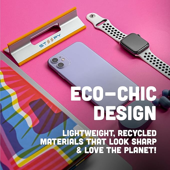 Steepy Low Profile Laptop Stand - Computer Stand with 3 Heights - Plastic Laptop Riser, Lightweight Lift - Orange, 2 Pack