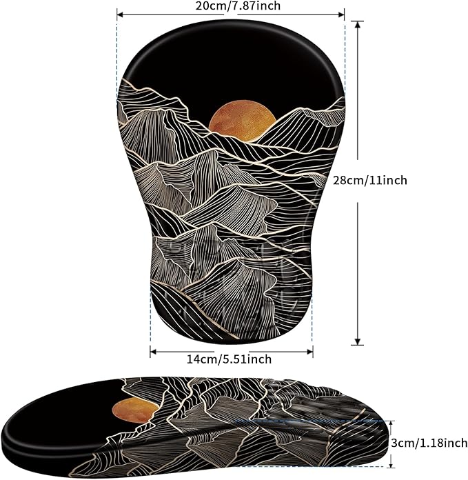 Ergonomic Mouse Pad with Wrist Rest Support, Mousepad with Comfortable Memory Foam Wrist Rest and Non-Slip PU Base for Pain Relief, Computer, Laptop, Office, Home (Sunset)