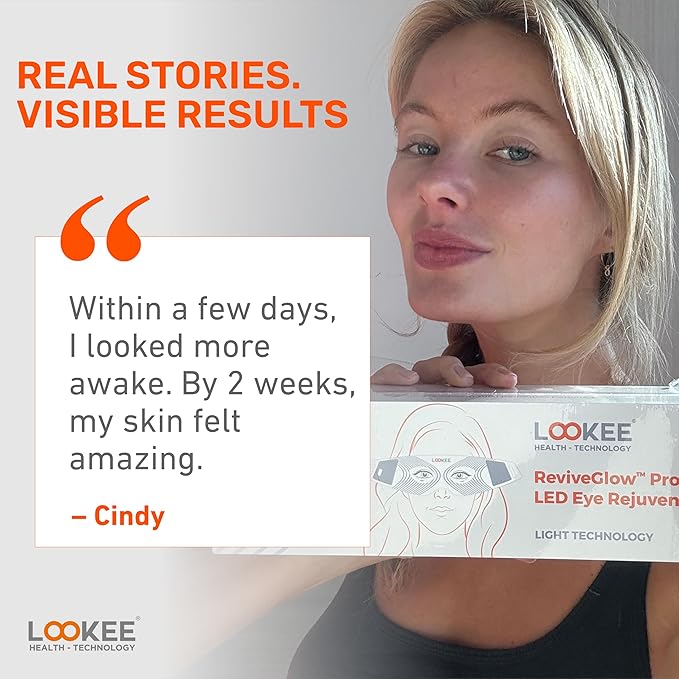 LOOKEE 80 LED Under Eye Red Light Therapy Glasses – Reduce Wrinkles, Dark Circles & Eye Bags, Boost Collagen & Anti-Aging in Just 3 Minutes a Day