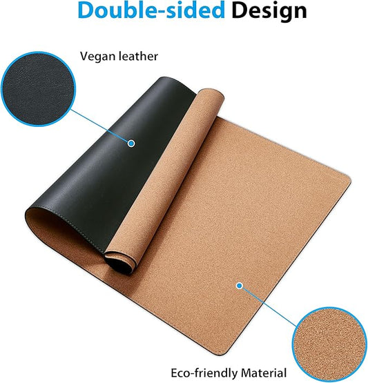 Large Leather Mouse Pad for Desk, 30.3" x 14.4" Desk Mat, Non-Slip Pu Leather Office Home Desk Mat, Waterproof Desk Pad for Keyboard and Mouse, Laptop, Writing, Desk Accessories (Dark Grey)