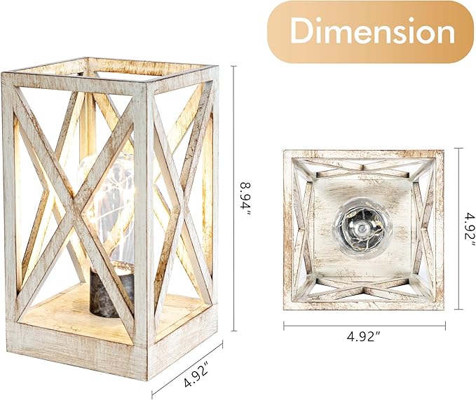 WINGBO Retro Battery Powered Table Lamps, Battery Operated Cordless Lamp, Portable Nightlight Decorative Light for Living Room Dining Room Bedroom Entryway Patio Backyard, White Finish