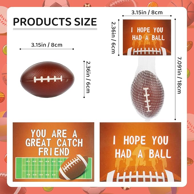 LiYiQ 24Pcs 2.36 Inch Football Stress Balls Football Party Favors for Kids Football Decorations Football Goodie Bag Stuffers for Kids Classroom Exchange