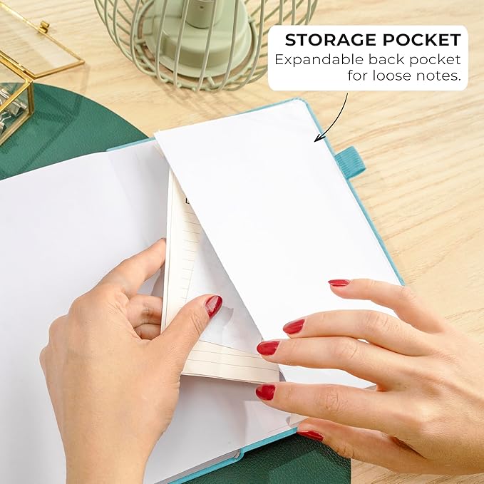 Clever Fox Dotted Journal 2.0 – Compact Planning and Sketching Dot Grid Notebook 120 GSM Thick, No-Bleed Paper – Planner with Pen Loop, Pocket, Ribbons, Stickers A5 - Aquamarine