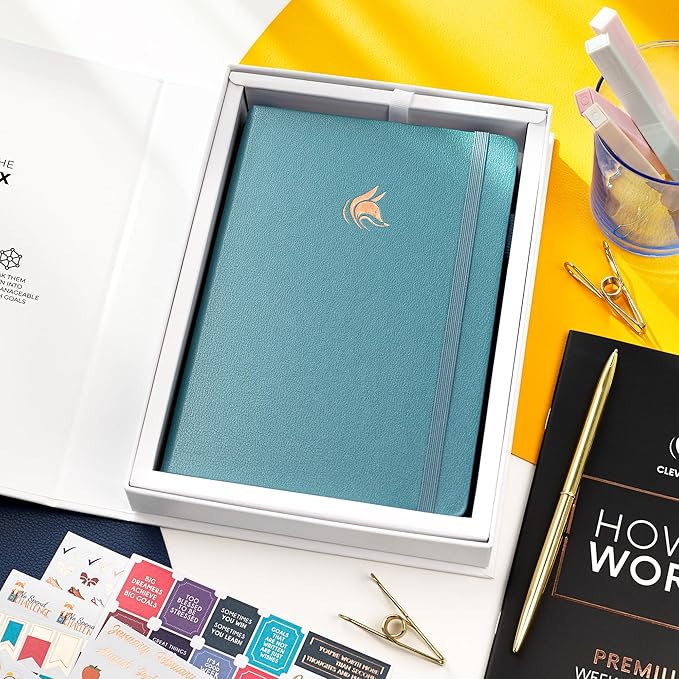 Clever Fox Planner Premium Edition – Undated Luxurious Weekly & Monthly Planner to Increase Productivity and Hit Your Goals – Organizer – Start Anytime, A5, Lasts 1 Year, Aquamarine (Weekly)